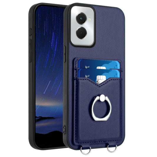 For Motorola Moto G Power 5G 2024 R20 Ring Card Holder Phone Case(Blue) by buy2fix