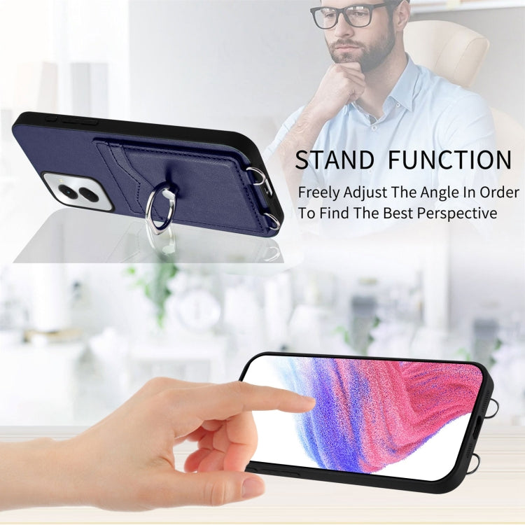 For Motorola Moto G Power 5G 2024 R20 Ring Card Holder Phone Case(Blue) by buy2fix