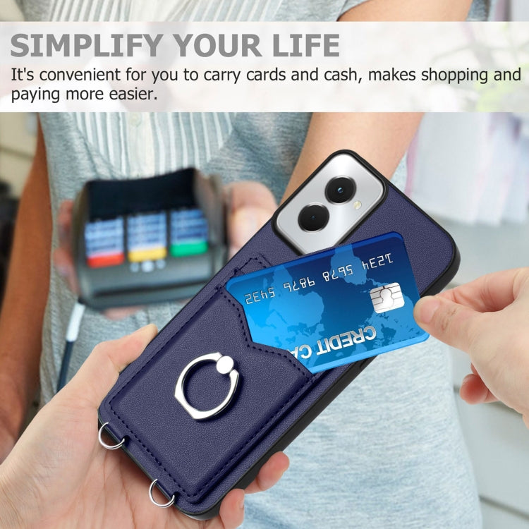 For Motorola Moto G Power 5G 2024 R20 Ring Card Holder Phone Case(Blue) by buy2fix