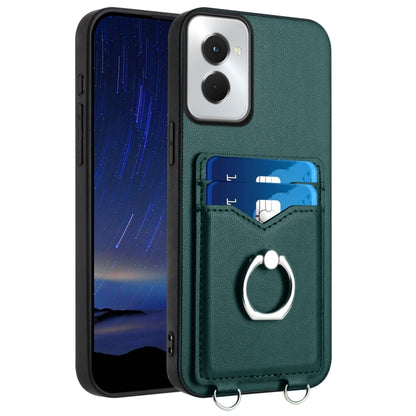 For Motorola Moto G Power 5G 2024 R20 Ring Card Holder Phone Case(Green) by buy2fix