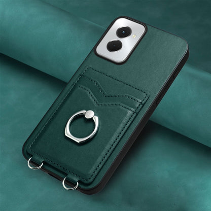 For Motorola Moto G Power 5G 2024 R20 Ring Card Holder Phone Case(Green) by buy2fix
