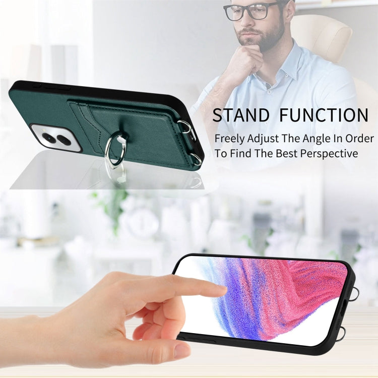For Motorola Moto G Power 5G 2024 R20 Ring Card Holder Phone Case(Green) by buy2fix