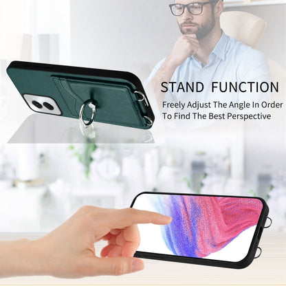 For Motorola Moto G Power 5G 2024 R20 Ring Card Holder Phone Case(Green) by buy2fix