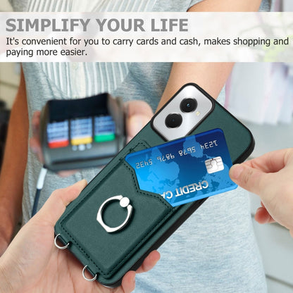 For Motorola Moto G Power 5G 2024 R20 Ring Card Holder Phone Case(Green) by buy2fix