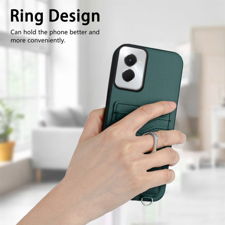 For Motorola Moto G Power 5G 2024 R20 Ring Card Holder Phone Case(Green) by buy2fix