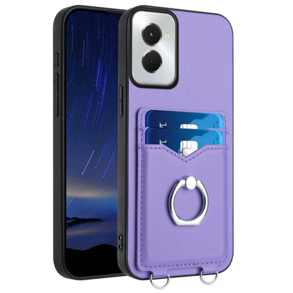 For Motorola Moto G Power 5G 2024 R20 Ring Card Holder Phone Case(Purple) by buy2fix