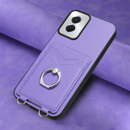 For Motorola Moto G Power 5G 2024 R20 Ring Card Holder Phone Case(Purple) by buy2fix