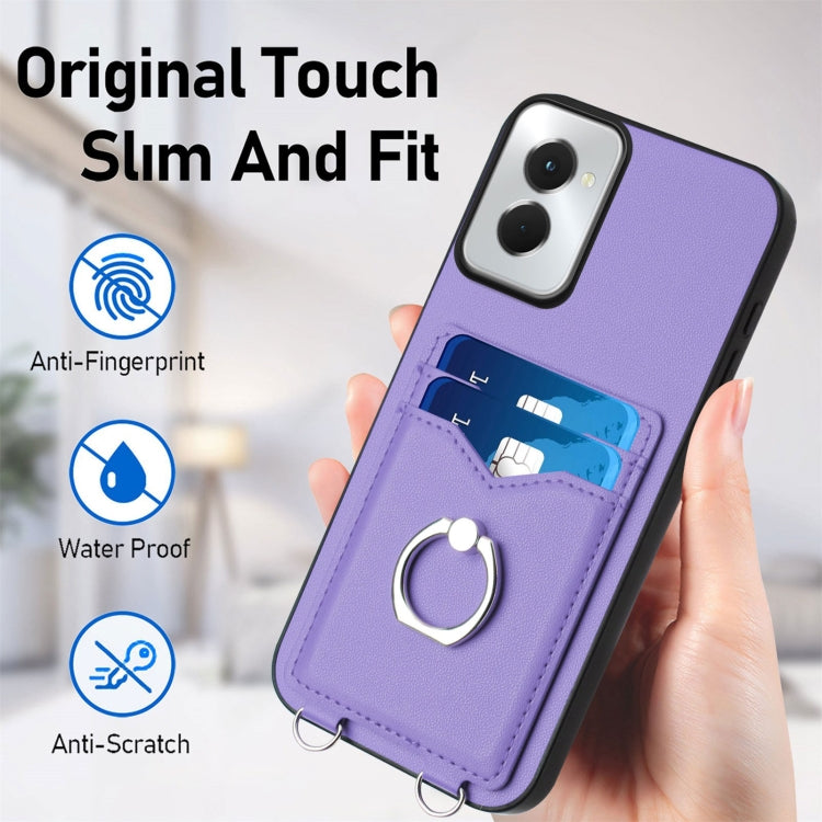 For Motorola Moto G Power 5G 2024 R20 Ring Card Holder Phone Case(Purple) by buy2fix