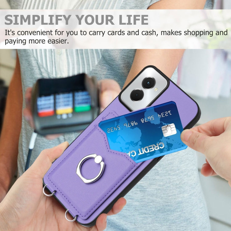For Motorola Moto G Power 5G 2024 R20 Ring Card Holder Phone Case(Purple) by buy2fix