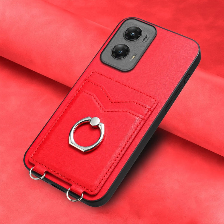 For Motorola Moto G Stylus 5G 2024 R20 Ring Card Holder Phone Case(Red) by buy2fix