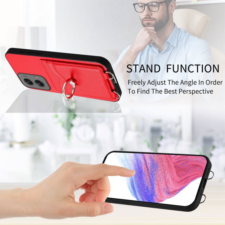 For Motorola Moto G Stylus 5G 2024 R20 Ring Card Holder Phone Case(Red) by buy2fix
