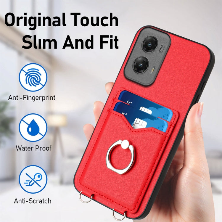 For Motorola Moto G Stylus 5G 2024 R20 Ring Card Holder Phone Case(Red) by buy2fix