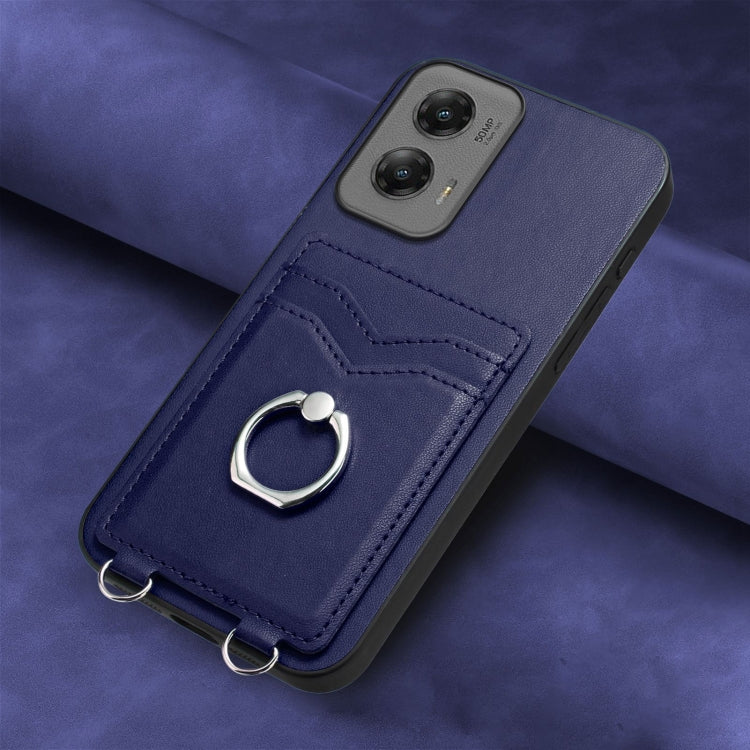 For Motorola Moto G Stylus 5G 2024 R20 Ring Card Holder Phone Case(Blue) by buy2fix