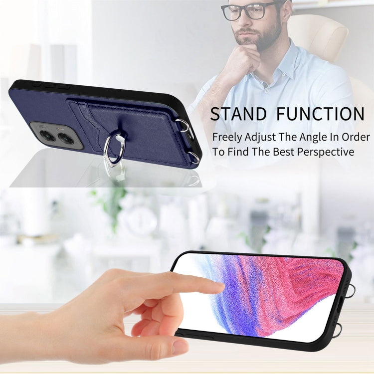 For Motorola Moto G Stylus 5G 2024 R20 Ring Card Holder Phone Case(Blue) by buy2fix