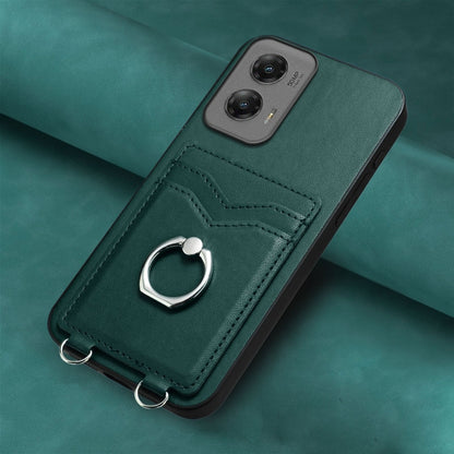 For Motorola Moto G Stylus 5G 2024 R20 Ring Card Holder Phone Case(Green) by buy2fix