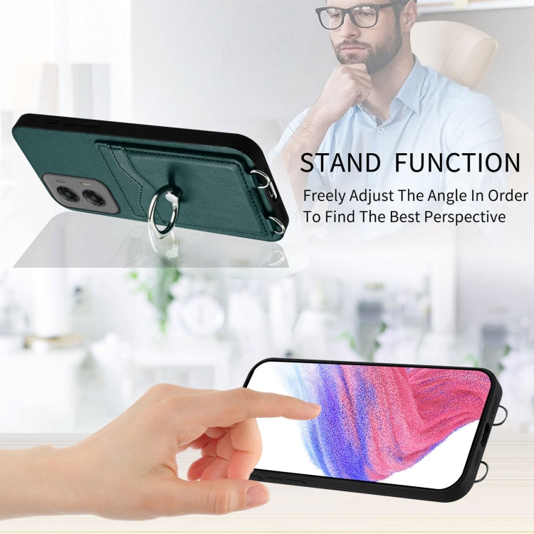 For Motorola Moto G Stylus 5G 2024 R20 Ring Card Holder Phone Case(Green) by buy2fix
