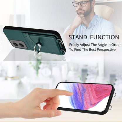 For Motorola Moto G Stylus 5G 2024 R20 Ring Card Holder Phone Case(Green) by buy2fix