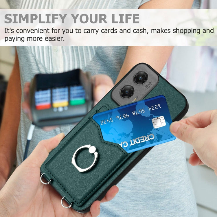 For Motorola Moto G Stylus 5G 2024 R20 Ring Card Holder Phone Case(Green) by buy2fix