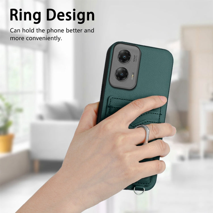 For Motorola Moto G Stylus 5G 2024 R20 Ring Card Holder Phone Case(Green) by buy2fix