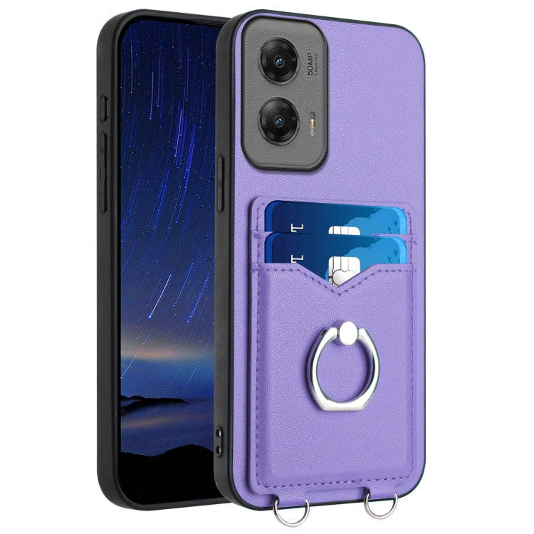 For Motorola Moto G Stylus 5G 2024 R20 Ring Card Holder Phone Case(Purple) by buy2fix