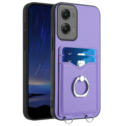 For Motorola Moto G Stylus 5G 2024 R20 Ring Card Holder Phone Case(Purple) by buy2fix