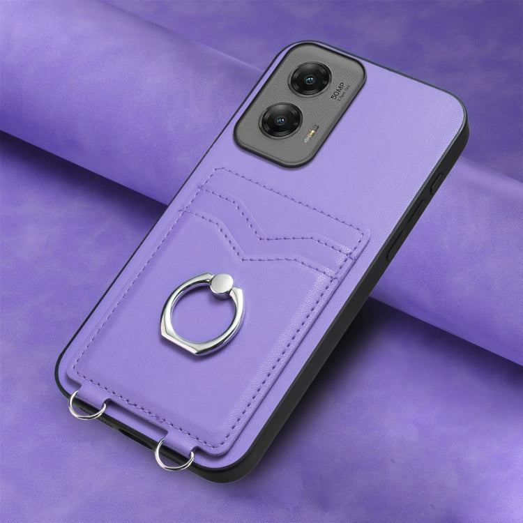 For Motorola Moto G Stylus 5G 2024 R20 Ring Card Holder Phone Case(Purple) by buy2fix