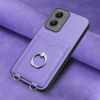For Motorola Moto G Stylus 5G 2024 R20 Ring Card Holder Phone Case(Purple) by buy2fix