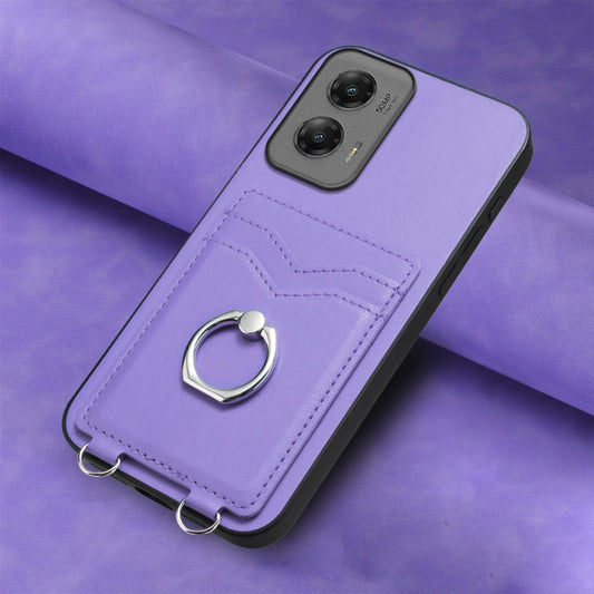 For Motorola Moto G Stylus 5G 2024 R20 Ring Card Holder Phone Case(Purple) by buy2fix