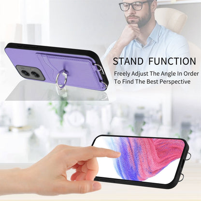 For Motorola Moto G Stylus 5G 2024 R20 Ring Card Holder Phone Case(Purple) by buy2fix