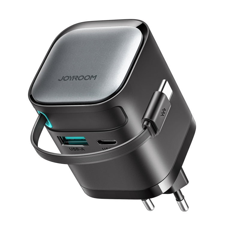 JOYROOM JR-TCL02 GaN 65W 2-Port Charger with Retractable Cable, EU Plug by JOYROOM