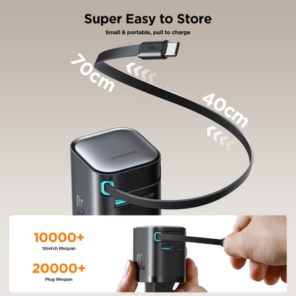 JOYROOM JR-TCL02 GaN 65W 2-Port Charger with Retractable Cable, EU Plug by JOYROOM