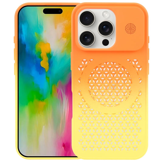 For iPhone 16 Pro Max Gradient Color Honeycomb Aromatherapy MagSafe Phone Case(Orange Yellow) by buy2fix