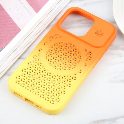 For iPhone 16 Pro Gradient Color Honeycomb Aromatherapy MagSafe Phone Case(Orange Yellow) by buy2fix