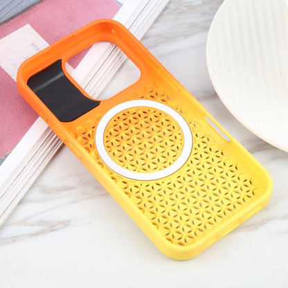 For iPhone 16 Pro Gradient Color Honeycomb Aromatherapy MagSafe Phone Case(Orange Yellow) by buy2fix