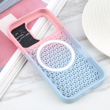 For iPhone 16 Pro Gradient Color Honeycomb Aromatherapy MagSafe Phone Case(Pink Blue) by buy2fix