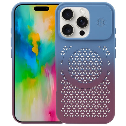 For iPhone 16 Pro Gradient Color Honeycomb Aromatherapy MagSafe Phone Case(Blue Red) by buy2fix