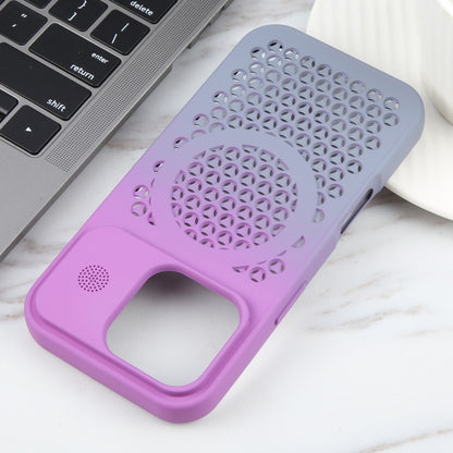 For iPhone 16 Pro Gradient Color Honeycomb Aromatherapy MagSafe Phone Case(Purple Grey) by buy2fix