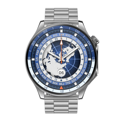 HD Watch X 1.43 inch IP68 BT5.3 Sport Smart Watch, Support Bluetooth Call / Sleep / Blood Oxygen / Heart Rate / Blood Pressure Health Monitor(Silver Steel + Blue Silicone Strap) by buy2fix