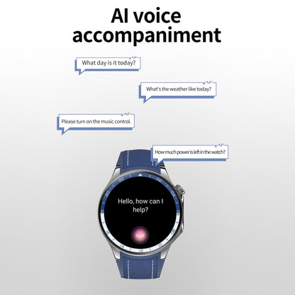 HD Watch X 1.43 inch IP68 BT5.3 Sport Smart Watch, Support Bluetooth Call / Sleep / Blood Oxygen / Heart Rate / Blood Pressure Health Monitor(Silver Steel + Blue Silicone Strap) by buy2fix