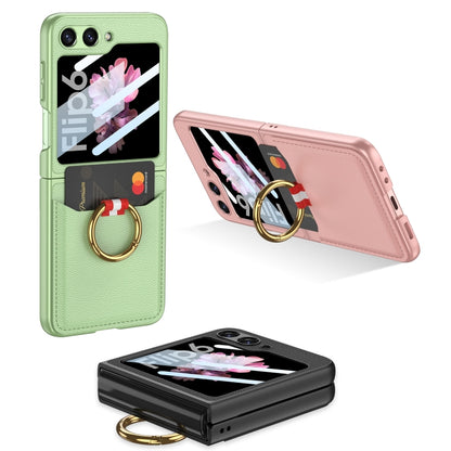 For Samsung Galaxy Z Flip6 / Flip7 FE GKK Integrated Ultra-thin Leather Card Slots Phone Case with Ring Holder(Black) - Galaxy Z Flip6 5G Cases by GKK | Online Shopping UK | buy2fix