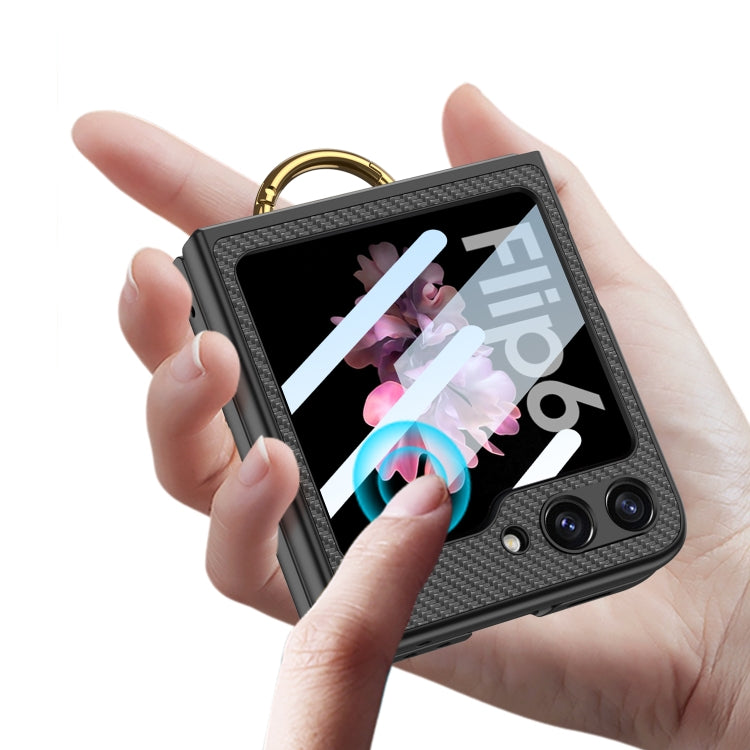 For Samsung Galaxy Z Flip6 / Flip7 FE GKK Integrated Ultra-thin Leather Card Slots Phone Case with Ring Holder(Black) - Galaxy Z Flip6 5G Cases by GKK | Online Shopping UK | buy2fix