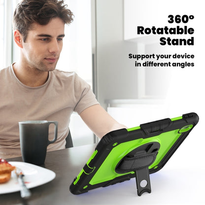 For iPad Air 11 2025 / 2024 Turntable Holder Silicone Hybrid PC Tablet Case with Shoulder Strap(Yellow Green + Black) - iPad Air 11 2025 / 2024 Cases by buy2fix | Online Shopping UK | buy2fix
