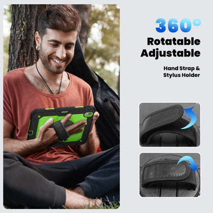 For iPad Air 11 2025 / 2024 Turntable Holder Silicone Hybrid PC Tablet Case with Shoulder Strap(Yellow Green + Black) - iPad Air 11 2025 / 2024 Cases by buy2fix | Online Shopping UK | buy2fix