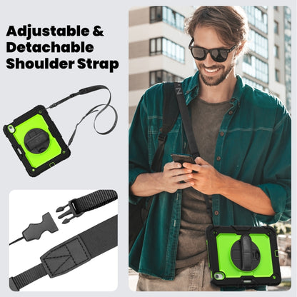 For iPad Air 11 2025 / 2024 Turntable Holder Silicone Hybrid PC Tablet Case with Shoulder Strap(Yellow Green + Black) - iPad Air 11 2025 / 2024 Cases by buy2fix | Online Shopping UK | buy2fix