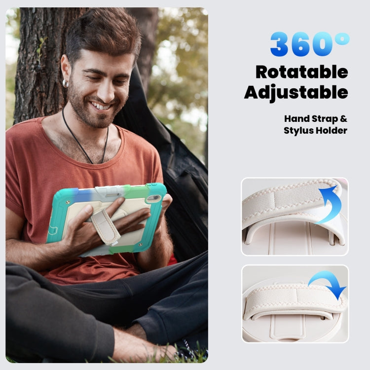 For iPad Air 11 2025 / 2024 Turntable Holder Silicone Hybrid PC Tablet Case with Shoulder Strap(Camouflage Light Blue) - iPad Air 11 2025 / 2024 Cases by buy2fix | Online Shopping UK | buy2fix
