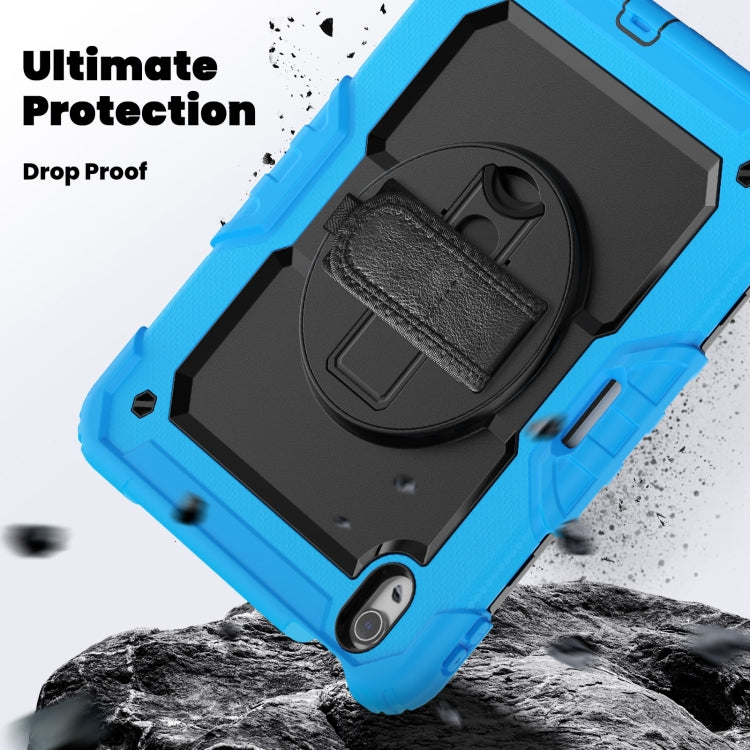 For iPad Air 11 2025 / 2024 Turntable Holder Silicone Hybrid PC Tablet Case with Shoulder Strap(Light Blue + Black) - iPad Air 11 2025 / 2024 Cases by buy2fix | Online Shopping UK | buy2fix