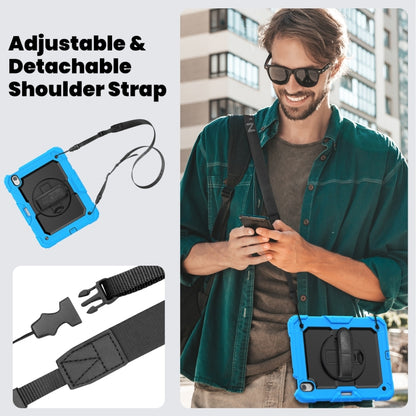 For iPad Air 11 2025 / 2024 Turntable Holder Silicone Hybrid PC Tablet Case with Shoulder Strap(Light Blue + Black) - iPad Air 11 2025 / 2024 Cases by buy2fix | Online Shopping UK | buy2fix