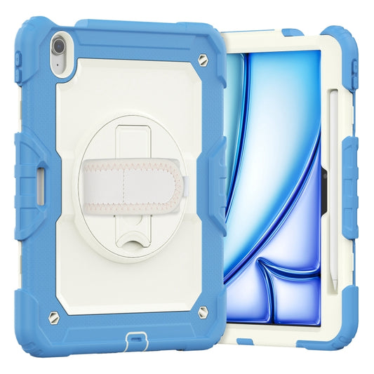 For iPad Air 11 2025 / 2024 Silicone Hybrid PC Tablet Case with Shoulder Strap(Beige + Cyan-blue) - iPad Air 11 2025 / 2024 Cases by buy2fix | Online Shopping UK | buy2fix