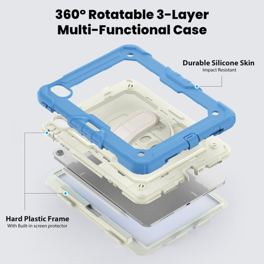 For iPad Air 11 2025 / 2024 Silicone Hybrid PC Tablet Case with Shoulder Strap(Beige + Cyan-blue) - iPad Air 11 2025 / 2024 Cases by buy2fix | Online Shopping UK | buy2fix