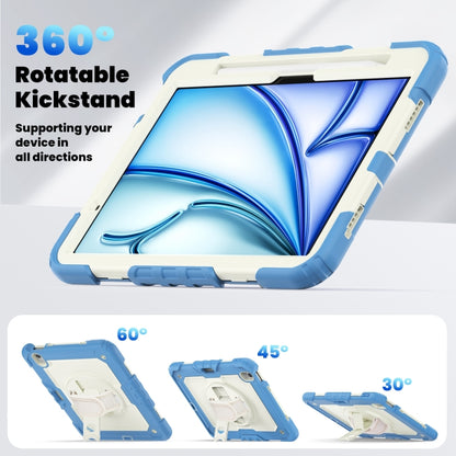 For iPad Air 11 2025 / 2024 Silicone Hybrid PC Tablet Case with Shoulder Strap(Beige + Cyan-blue) - iPad Air 11 2025 / 2024 Cases by buy2fix | Online Shopping UK | buy2fix
